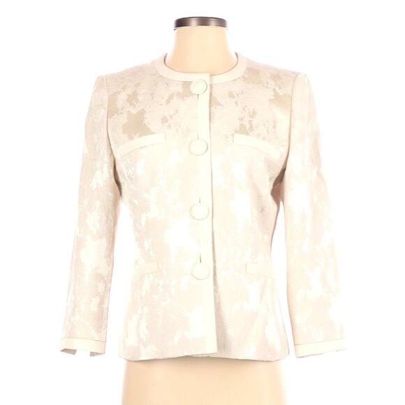 Kasper 4 Cream Ivory Jacquard Blazer Jacket Formal - Picture 1 of 10
